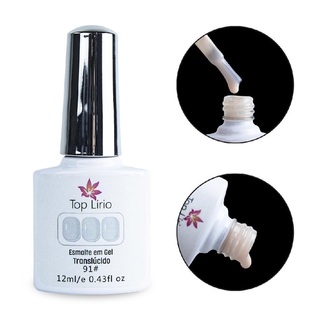 Esmalte em Gel Top Lírio Nude Translúcido Unhas LED/UV 12ml Manicure Nail Art Nail Design Unha de Gel