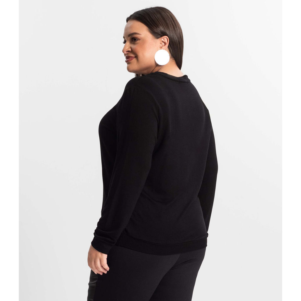 Detalhes do Blusão Feminino Plus Size Secret Glam Preto