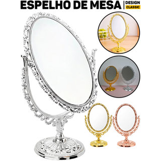 Espelho De Mesa Classic Platina 12,5x19cm P/ Maquiagem Penteadeira Bancada E Decoração	 em Oferta na Shopee