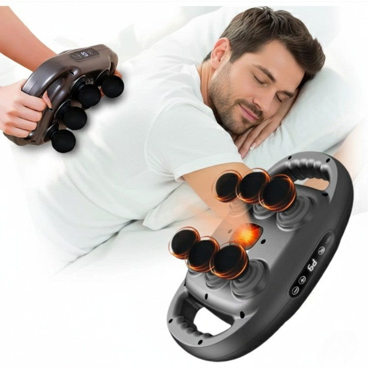Massageador Muscular Elétrico Profundo com 6 Pontas para Relaxamento Corporal
