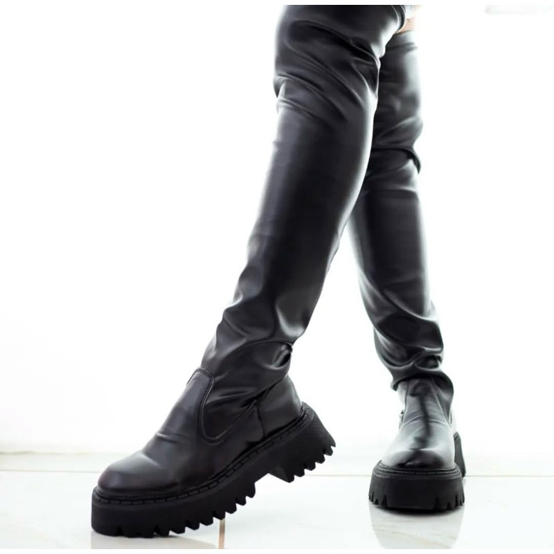 Bota Over The Knee Feminina Blogueira Plataforma Cano Alto Moderna | Confortável | Casual | Elegante