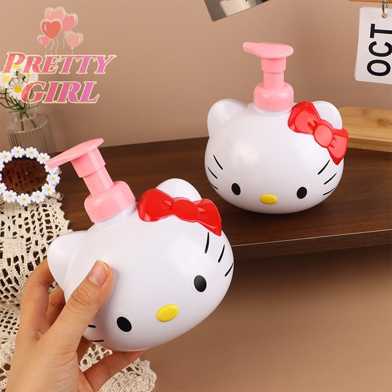 [Pretty ggirl] Frasco Dispensador De Espuma Hello Kitty 450ml Sanrio Cat Dispensadores De Sabonete Líquido Shampoo Bomba