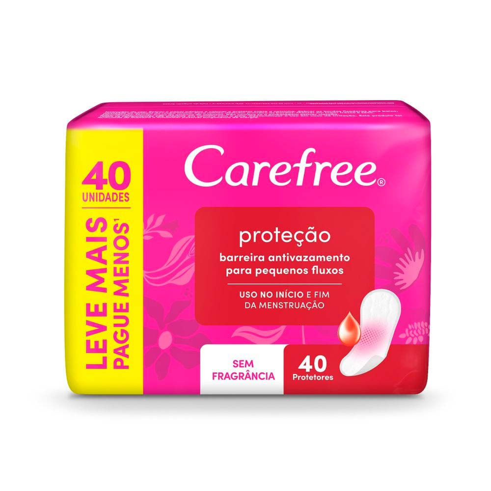 Detalhes do Protetor Diário Carefree Proteção Sem Perfume 40 Unidades Leve Mais Por Menos