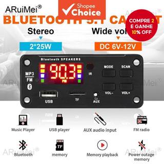 Bluetooth 5.0 MP3 Player 50W Amplificador DC12V Para Áudio De Carro Com Gravação FM USB E Chamada Viva-Voz em Oferta na Shopee