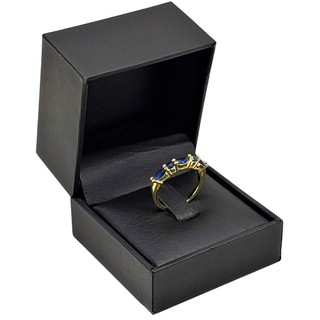 Anel Meia Aliança Azul Safira Banho De Ouro 18k 3999