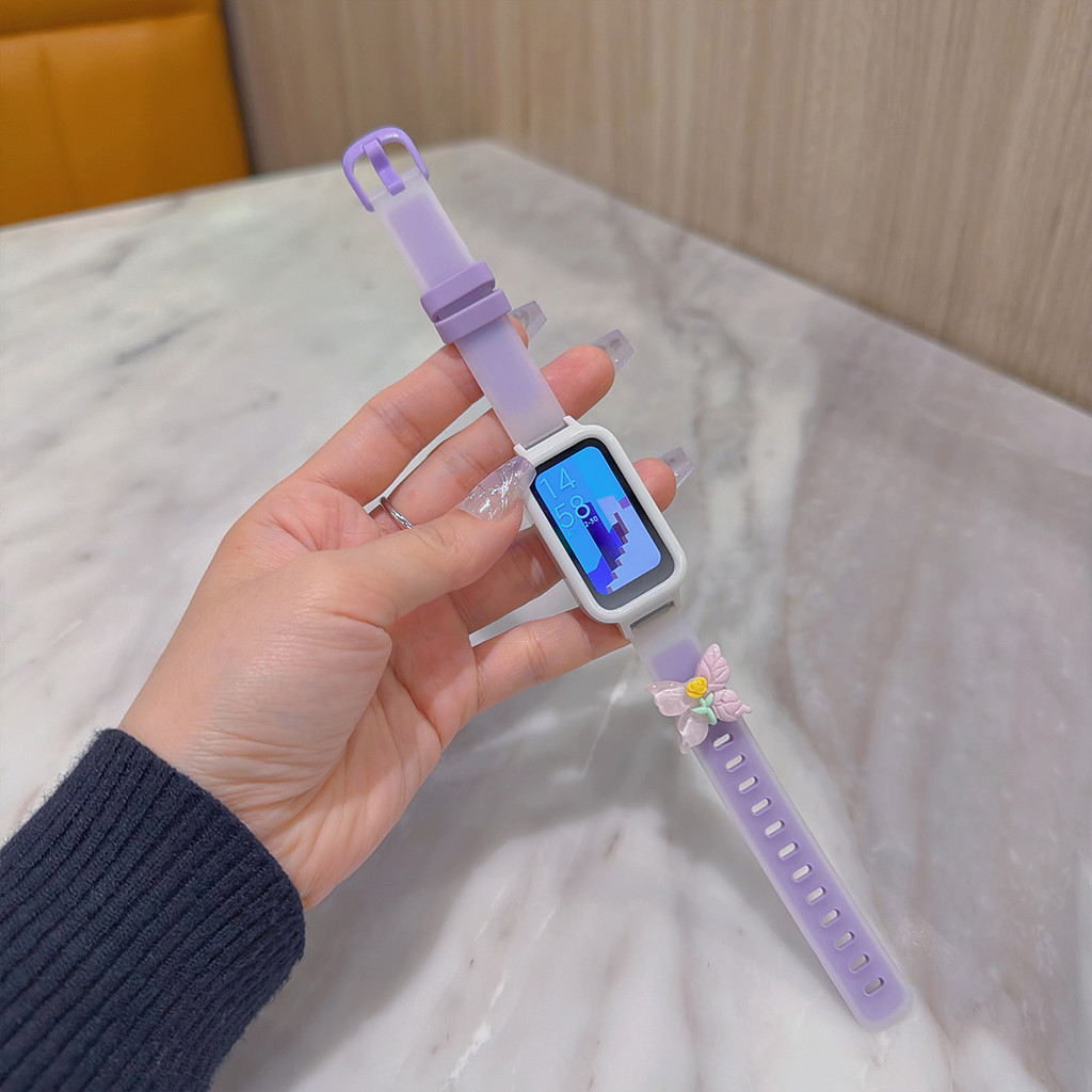 Pulseira De Relógio De Silicone Para Huawei Band 11/11 pro/10/9/8/7/6/6Pro Ícone-tick-Bololdcute Cat & Butterfly Resin C