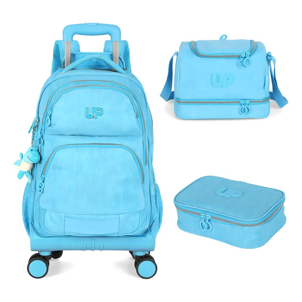 Kit Mochila rodas 360 lancheira estojo box Up4you