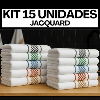 Kit 15 Pano de Prato Jacquard Atoalhado Felpudo Copa Premium 100% Algodão em Oferta na Shopee