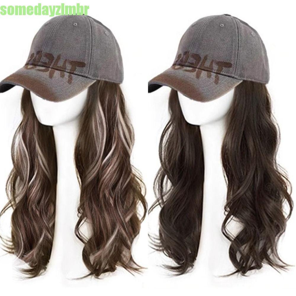 SOMEDAYZL0M Boné De Beisebol Vintage Com Peruca , De Chapéu Ajustável Destaques De Uma Peça , Cabelo Natural De Ondas Lo