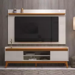 Rack Com Painel Para TV Até 70 Polegadas Detalhe Ripado Astúrias 180 cm