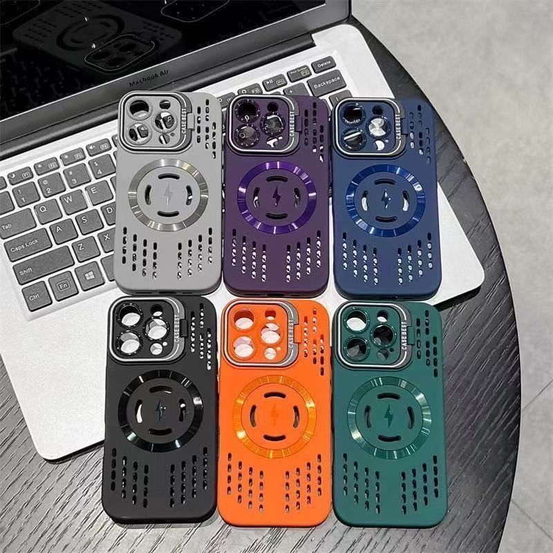 Capa De Telefone Magnética De Dissipação De Calor Com Suporte , À Prova De Choque Respirável E Refrescante , MagSafe Com
