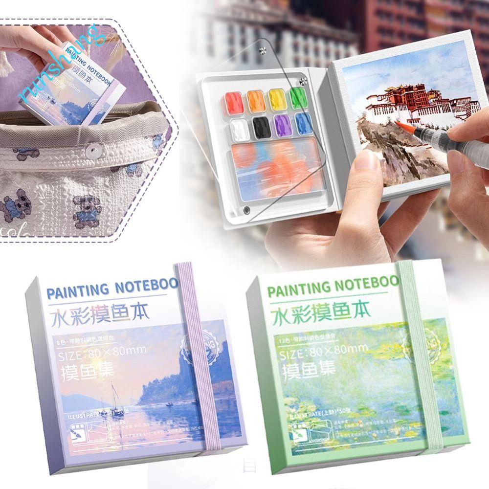 Conjunto De Paleta De Pintura Em Aquarela RUNSHANG , Mini Caixa De Pigmento De 8/12 Grades , Vazia Portátil