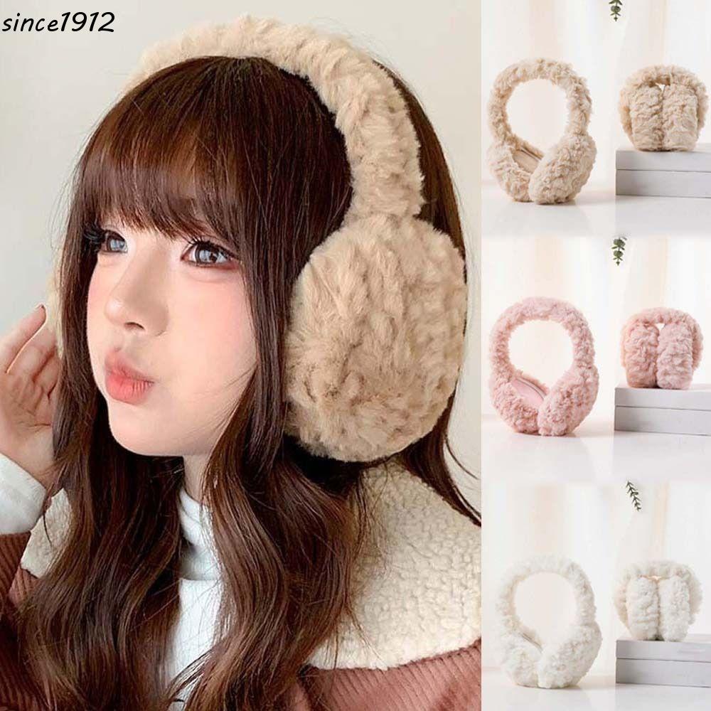 Desce Protetores De Orelha De Cor Sólida , Capa De Ouvido Dobrável De Pelúcia À Prova De Vento , Estilo Coreano Poliéste