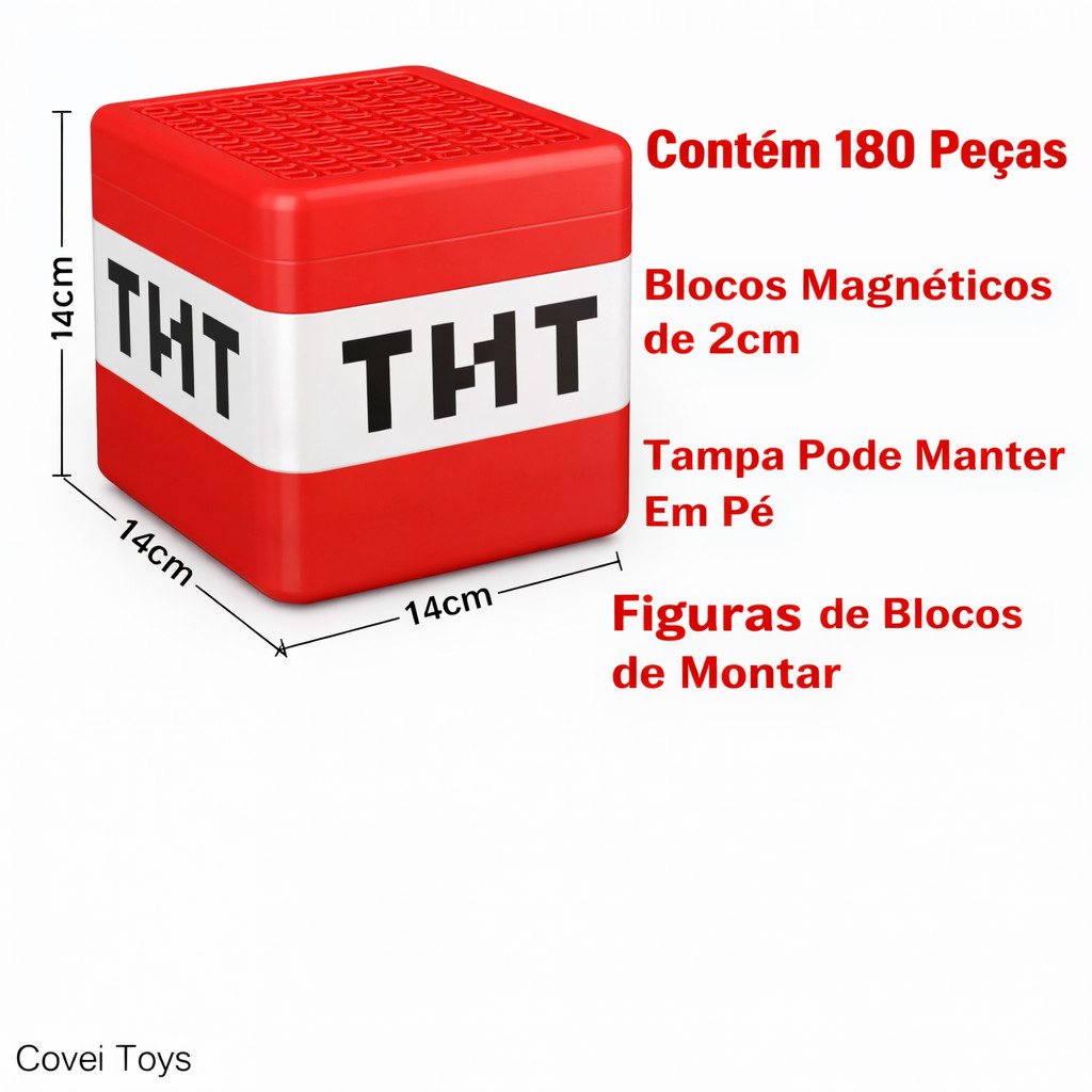 Blocos Magnéticos Com Caixa TNT Cubos 180/294 Peças + Bonecos Brinquedo Montagem Imã Forte Crianças