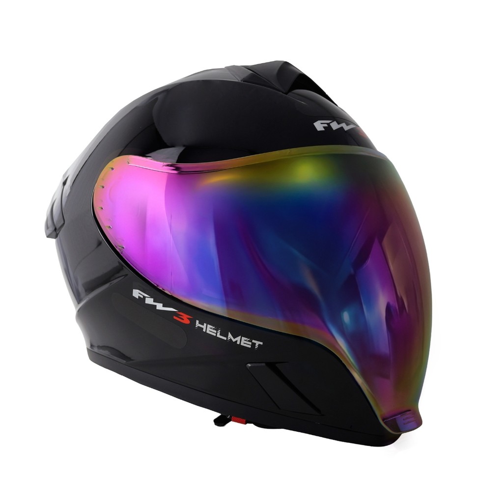 Capacete Fw3 Integral Moto Venon Com Viseira Panorâmica Camaleão +Viseira Cristal Extra Preto Brilho