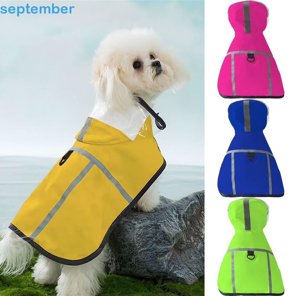 Capa De Chuva Para Animais De Estimação SEPTEMBERB , Poncho Cães Com Design Ajustável À Prova De Vento , Chapéu Transpar