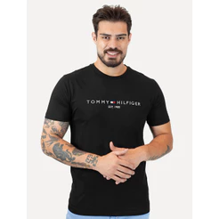 Camiseta Tommy Hilfiger Original Masculina Core Logo Tee Preta