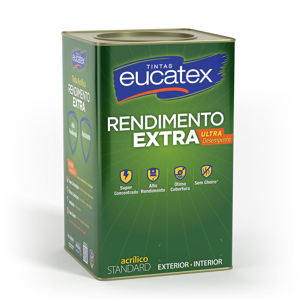 Tinta Acrílica Eucatex Rendimento Extra Fosco - Branco em Oferta na Shopee