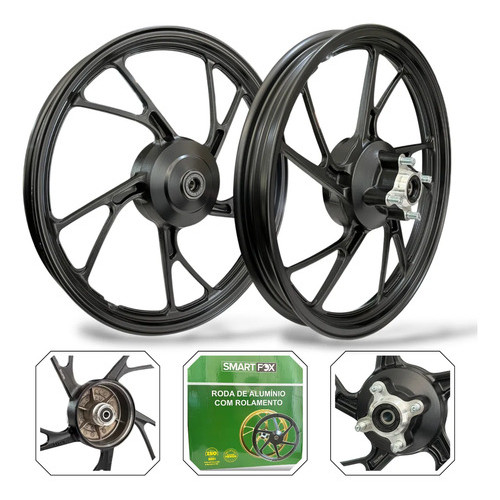 Par Roda Liga Leve Pé Galinha Cg 125 Fan Ks 2009 A 2018 Lona Preto