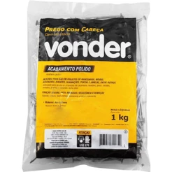 Prego com Cabeça 19 x 36 (3,1/4 x 9) Polido 1 Kg Vonder