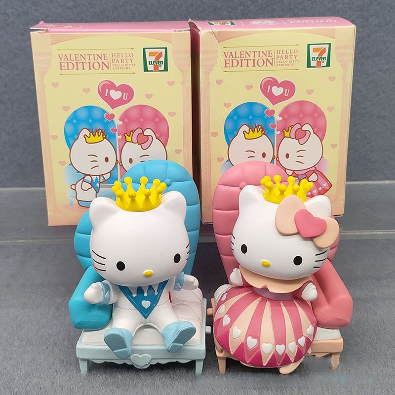 2 Pçs/Set 7,5cm Anime Dos Desenhos Animados Minha Melodia Figura Olá Kitty Passeio Cavalo Branco Sofá Amor Coração Vestido Casamento Casar Q Versão