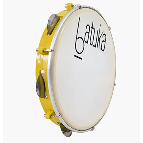Pandeiro 10" Luen Batuka ABS Amarelo Claro Pele Leitosa e Platinelas Inox 40064AM
