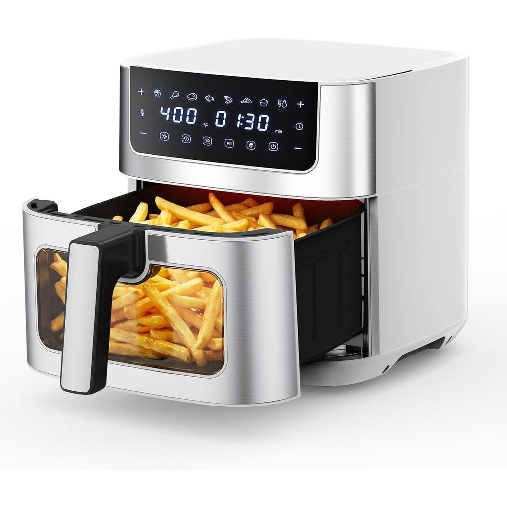 NEWBULIG Air Fryer 6.34QT, Airfryer com Janela Visível, 400 ℉   Forno Air Fryer de Aquecimento Rápido com Cesto Antiader