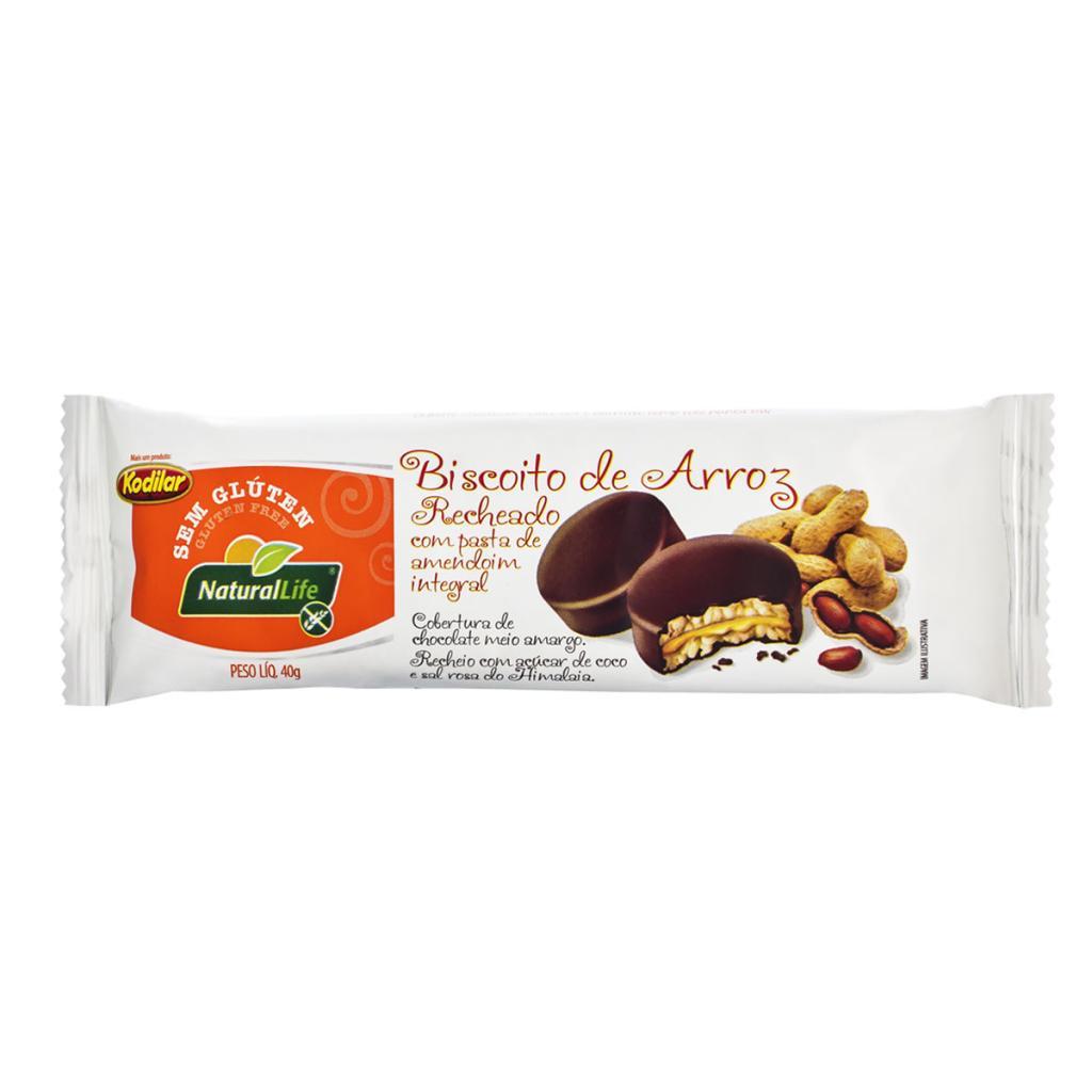 Biscoito de Arroz Recheado com Pasta de Amendoim Integral Sem Glúten 40g- NaturalLife