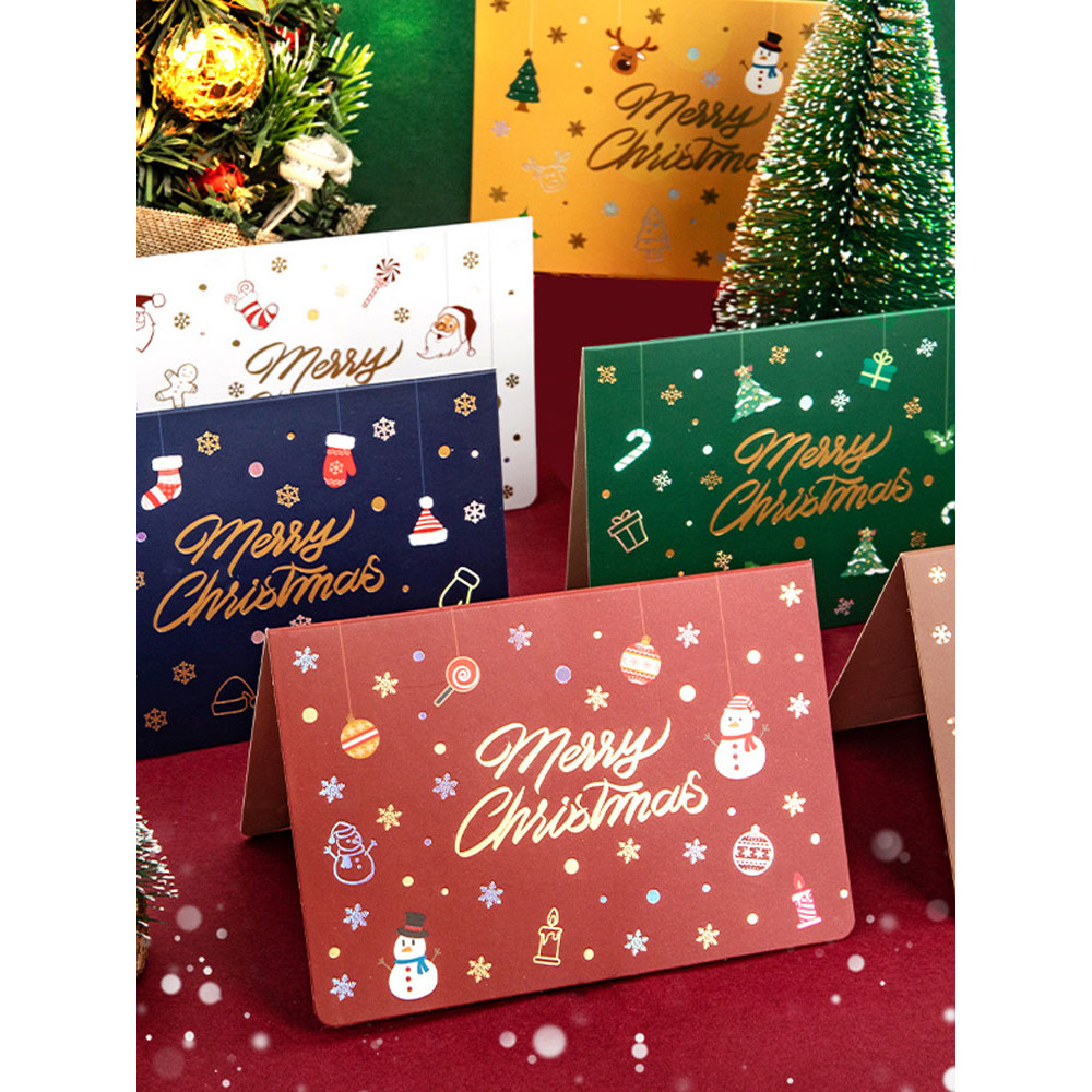 Cartões dobráveis de Natal Inglês Retro Nicho High-End Feeling Blank Can Manuscrita Véspera de Natal Presentes de Natal