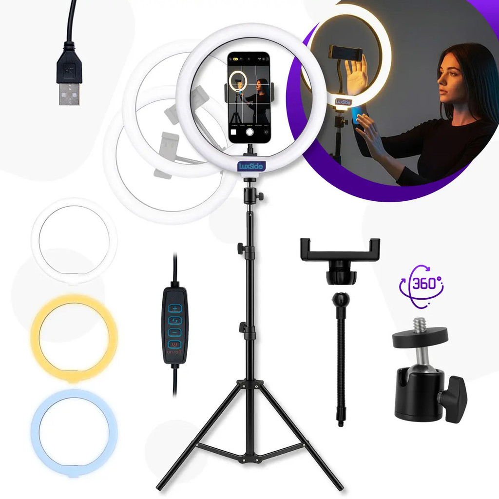 Ring Light Tomate Led 26cm 120 Leds Tripé 2.1m Celular Blogueira Youtuber Ringlinght Profissional