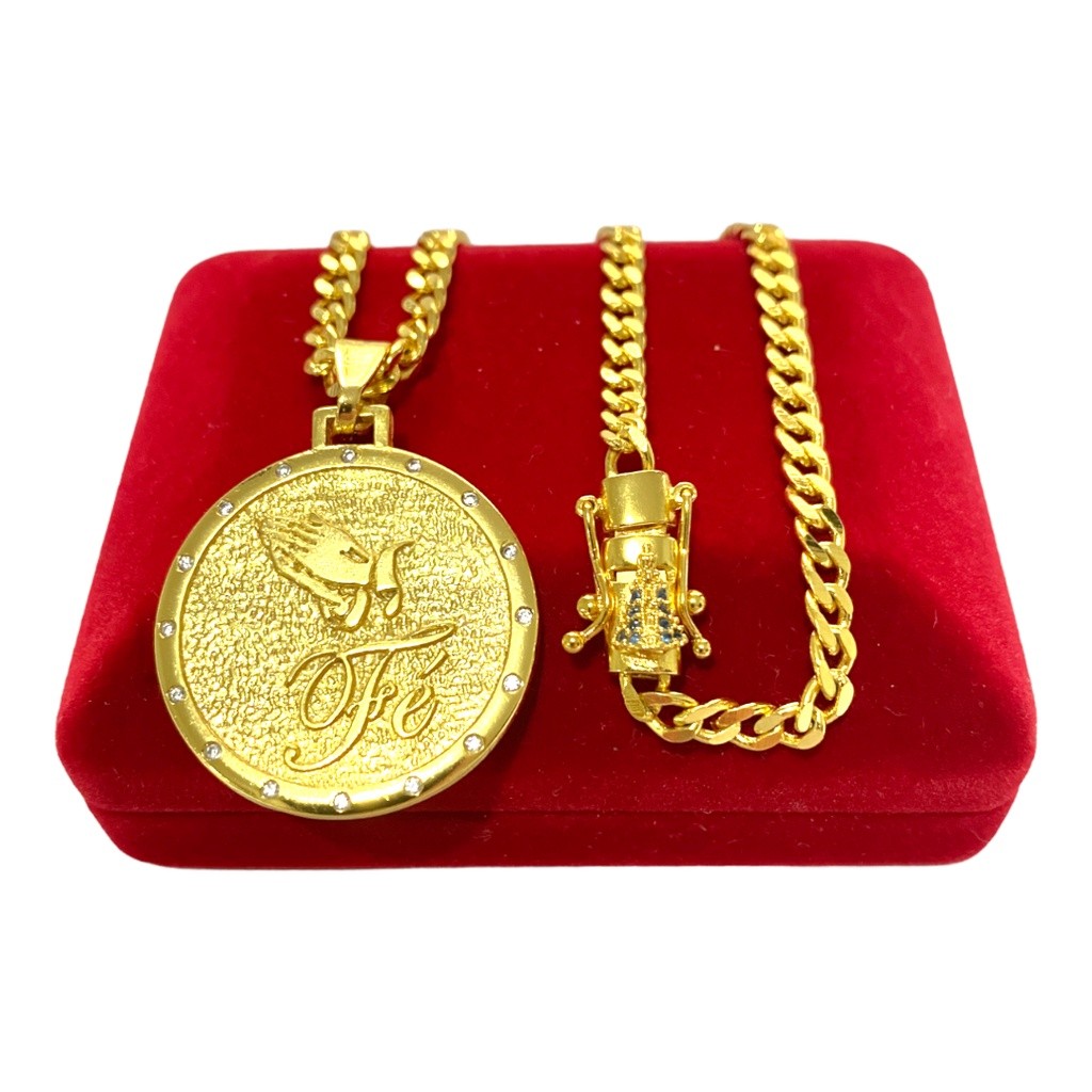CORRENTE GRUMET 4MM - MEDALHA NOSSA SENHORA - BANHO DE OURO 18K - UNISSEX - FEIXO GAVETA EDIÇÃO ESPECIAL NOSSA SENHORA