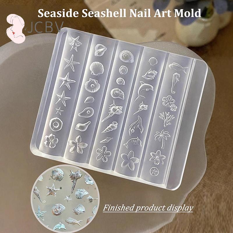 [JCBV] 1 Pcs 3D Lírio Flor Concha Coral Starfish Acrílico Molde De Unhas DIY Silicone Manicure Decorações De Arte De Pre