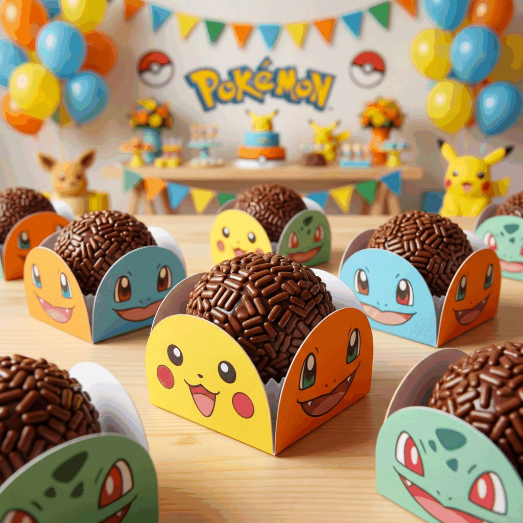 Forminhas para Doces 4 Petálas no Tema POKEMON - Festas Aniversário POKEMON