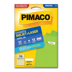 Etiqueta inkjet/laser A5Q932 com 12 folhas Pimaco