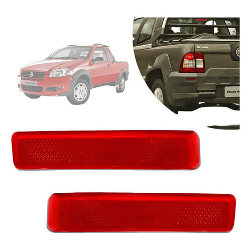 Par Refletor Olho Gato Parachoque Traseiro Strada 2004 A 14  Vermelho Com Embalagem Adicional