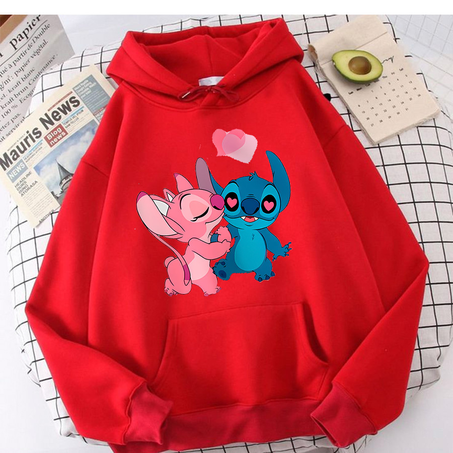 Blusa De Moletom Feminino Casaco de Frio Lilo Stitch Casal Linha premium com Bolso e Capuz Forrado