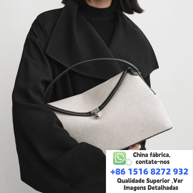 Nicho bolsa em forma de O bolsa de linho com couro All-Match bolsa feminina bolsa mensageiro feminina bolsa de grande ca