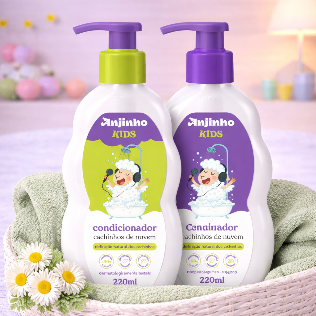 Kit Shampoo + Condicionador Infantil Cachos Anjinho Kids 220ml  Definição d Cachinhos Hipoalergênico