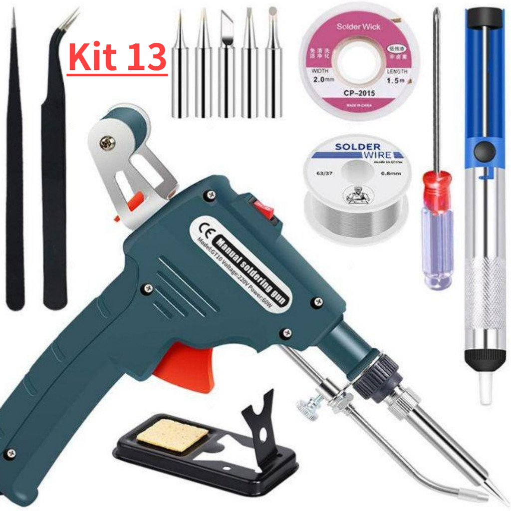 Kit 13 Ferro De Solda Soldar Soldador 60w-110V/220V + Estanho Automático em Oferta na Shopee