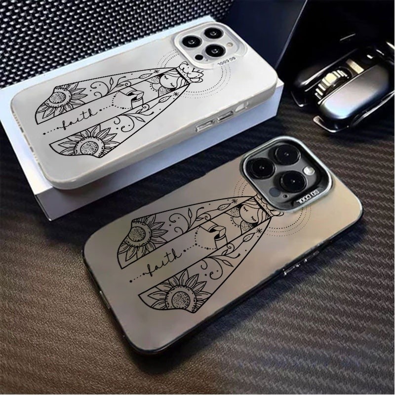 Anti-impacto silicone Capinha capa Fosco Nossa Senhora para IPhone XR 11 12 13 14 15 16 17 PRO MAX 14 15 16 PLUS em Oferta na Shopee
