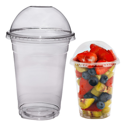 Copo Tampa Bolha 500 550ml Descartável Sem Furo 100und Transparente