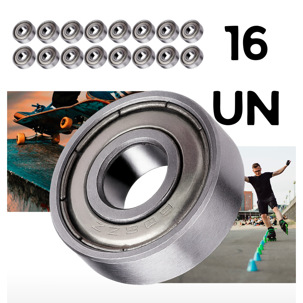16 Rolamentos 608 ZZ Patins Patinete LongBoard Skate Semiprofissional Blindado 8X22X7 Carbono Abec Alta Qualidade
