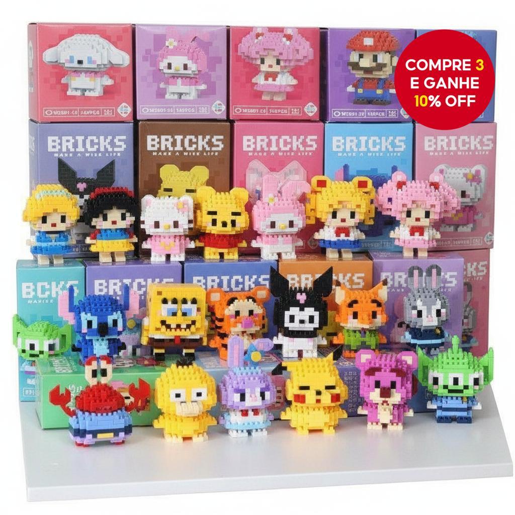  Conjunto de Blocos de Montar Minúsculos, Brinquedos de Montar de Personagens de Desenho Animado, Caixa Surpresa,