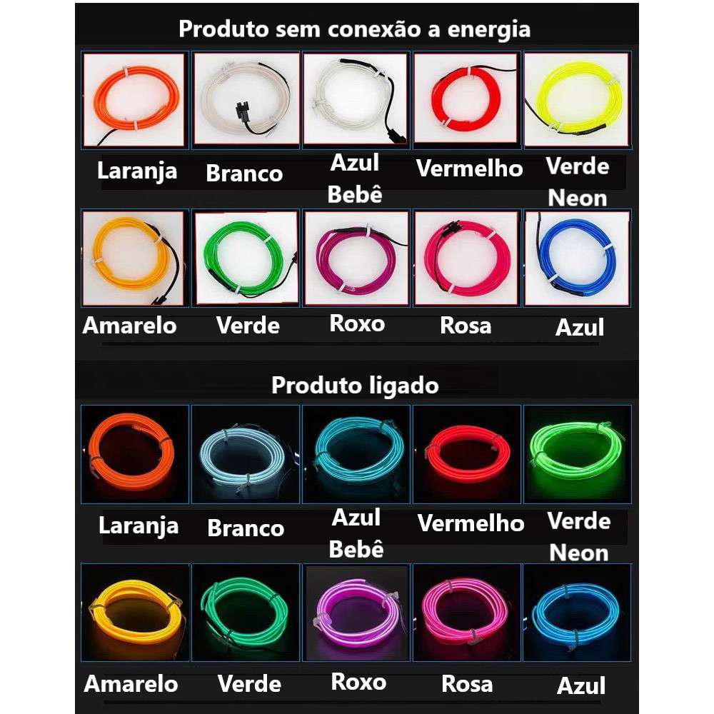 Fita de Led Neon Painel Interior Carro Decoração Automotiva Tunning 12V 3 / 5 metros Top Luxo LULU em Oferta na Shopee