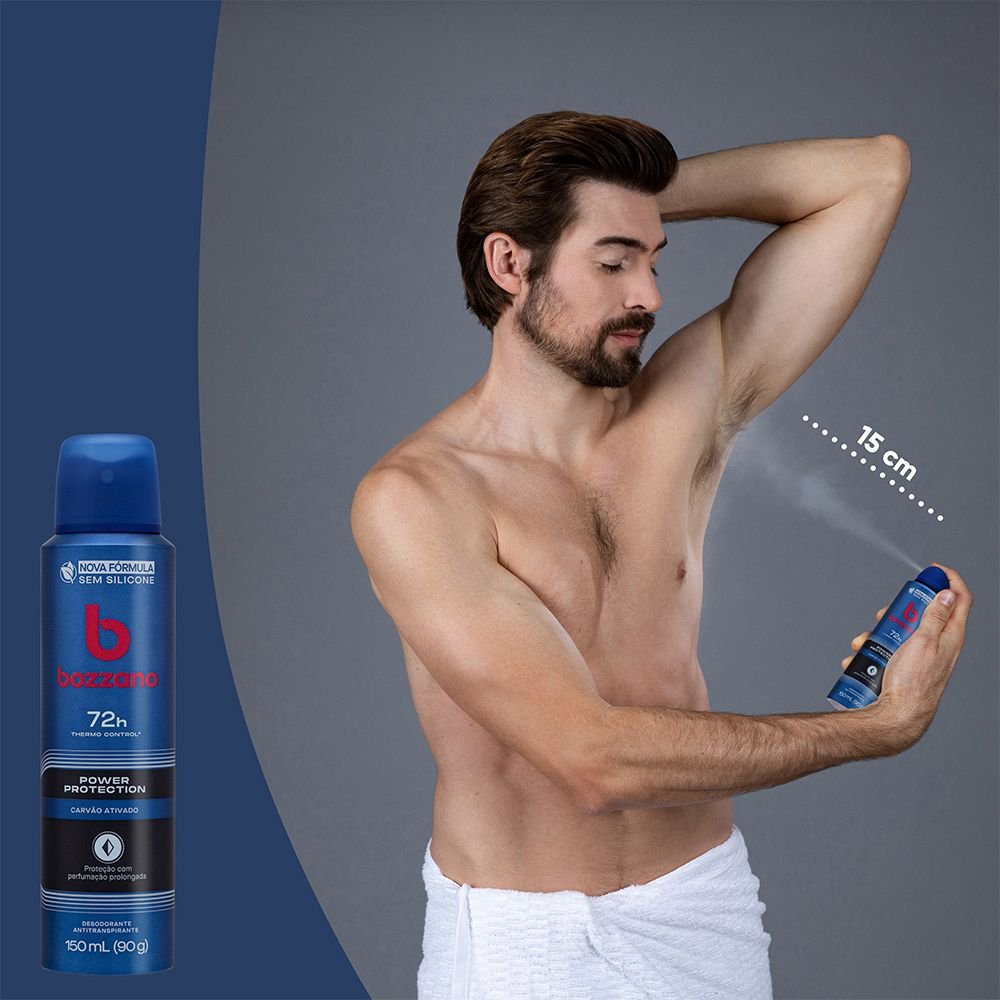 Detalhes do Desodorante Bozzano Aerosol Power Protection Carvão Ativado Antitranspirante 72h 150ml