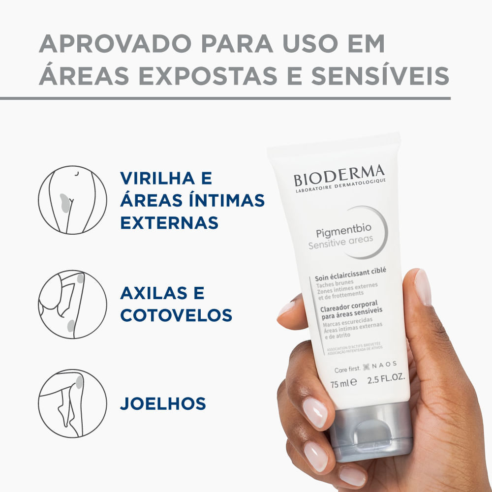 Detalhes do Bioderma Pigmentbio Sensitive Áreas Clareador Corporal para Áreas Íntimas e Sensíveis 75ml