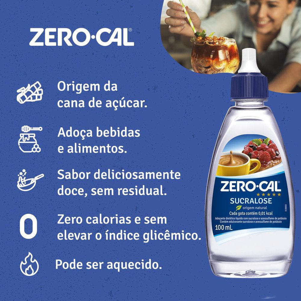 Detalhes do Adoçante em Pó Zero Cal Sucralose com 50 Sachês de 600mg cada