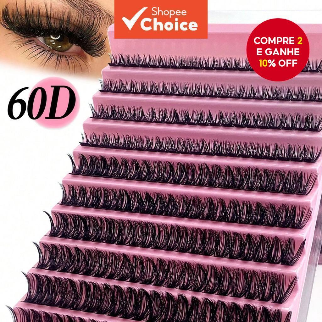 Cílios Postiços Segmentados Agrupados 60D , Faça Você Mesmo , Adequados Para Todos Os Tipos De Festas , 10 Fileiras