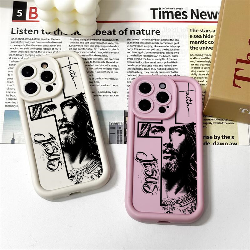 Capinha de celular Santo Jesus e a Cruz para iPhone 17 16 15 14 13 12 11 pro max 15 plus 14 Pro Capa silicone