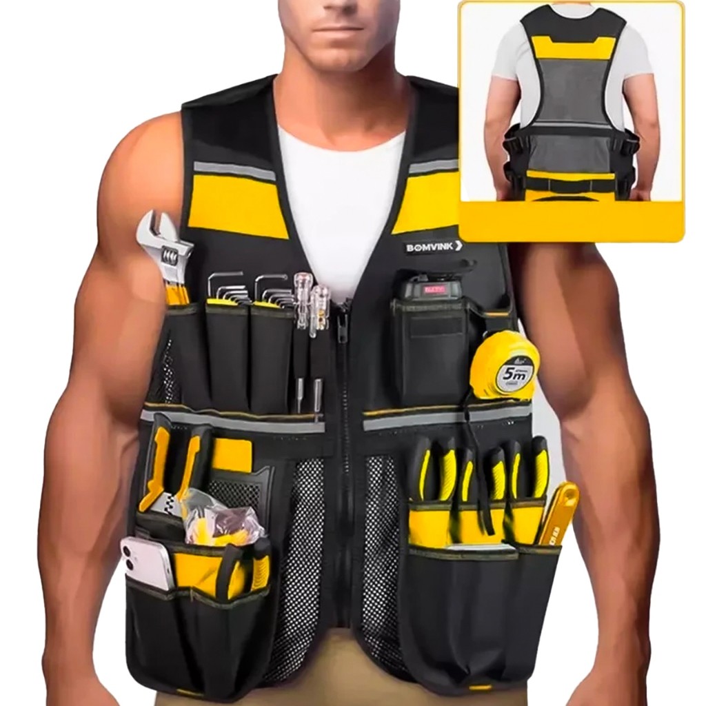 Colete Porta Ferramenta Profissional Ajustável Vários Bolsos em Oferta na Shopee